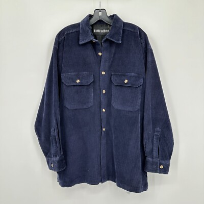 Vintage Timewear Shirt Mens Large Blue Corduroy Comfy Shacket Button Up Work