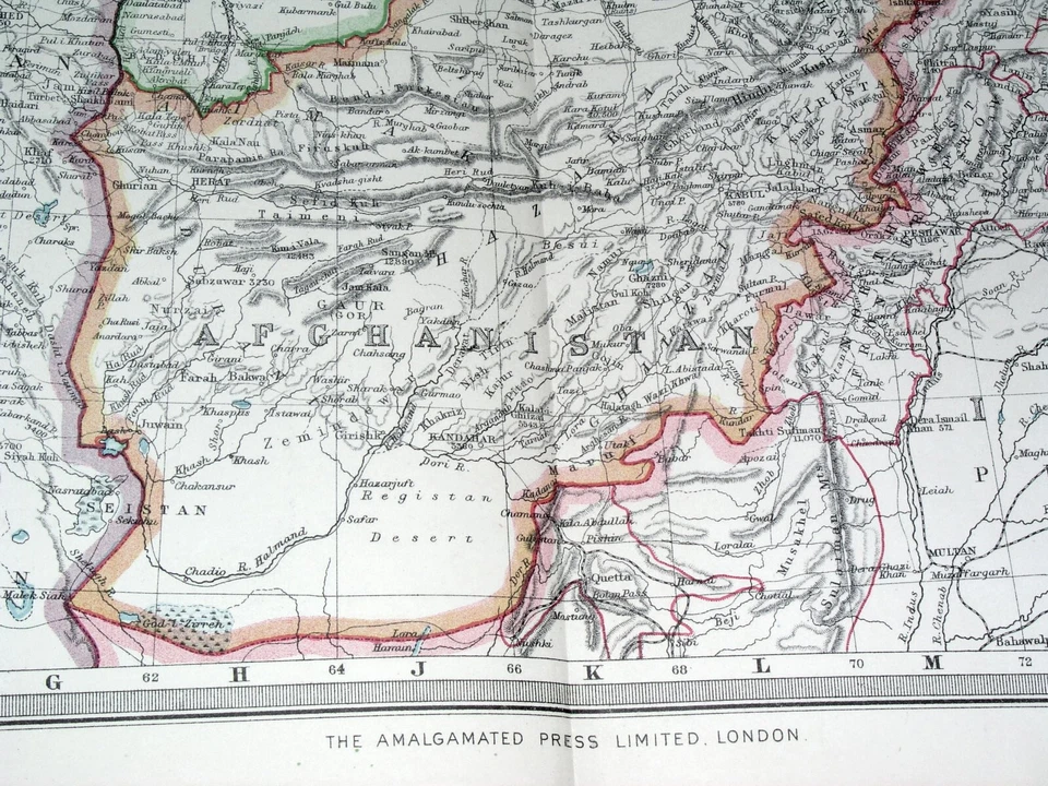 Mapa antiguo de Kazajstán 1908 Irán Persia Afganistán India China Turquestán Foto 4 de 4