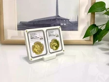 2 Grids White Color Desktop Display Frame Case Stand Box For NGC Coin Holder