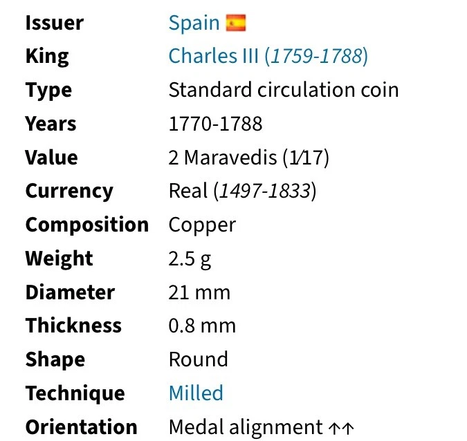 1775 2 Maravedis España Rey Carlos III 2 Maravedis Fecha Rara Muy Bonita Foto 3 de 4