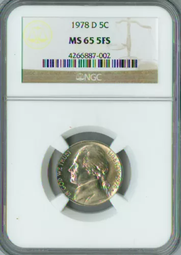 1978 D JEFFERSON NICKEL NGC MS65 FS .