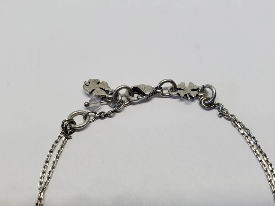 Pulsera reversible de doble cadena con estrás gris tono plata Lucky Brand Foto 3 de 4