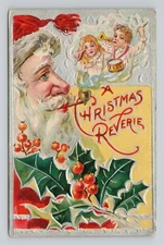Postcard St Nicholas No 3 Christmas Reverie Santa Smoking Pipe Children Silver