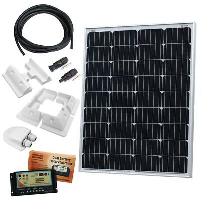 100W 12V Dual Akku Solar Ladeset / 100 Watt Panel (Wohnmobil Wohnmobil Boot)