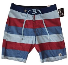 Volcom New Swim Board Shorts Blue Red 30 Inseam 11"
