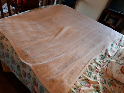 Vintage Retro Small CELLULAR BLANKET Throw Bed Sofa pale