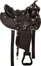 Stylish Black New Synthetic Saddle Western For Barrel Racing Free Ship