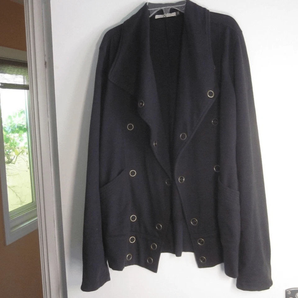 Chaqueta Mike & Chris Negra Polar Frontal A Presión Y2K Talla S Foto 3 de 4