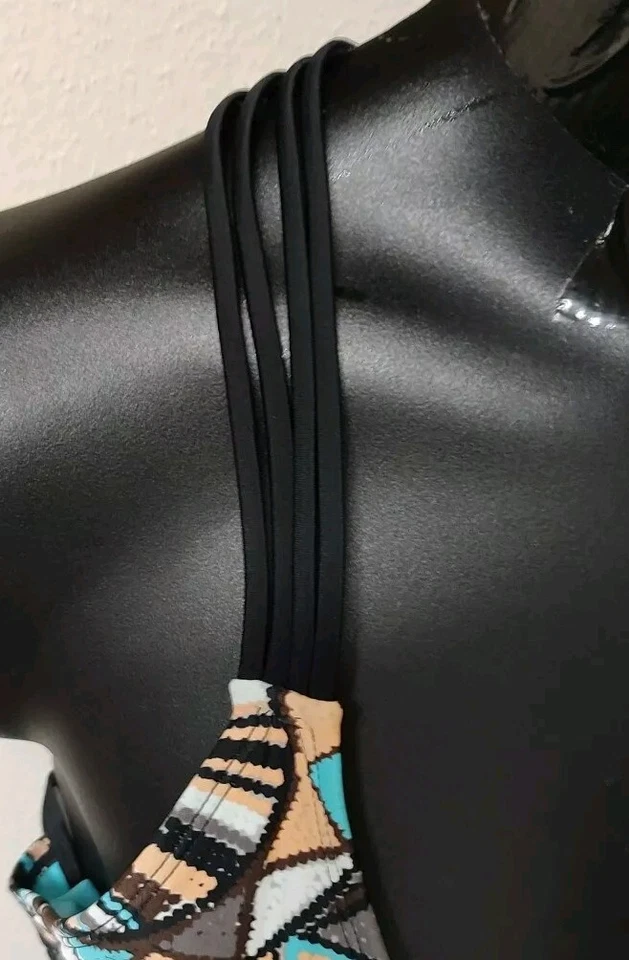 NWT Bongo Mix & Match Triangle Bikini Swim Top Geometric Black Turquoise Sz XL - Image 4 of 4