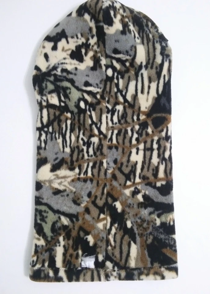 Camo Balaclava Hood Mask Brown Gray Black Hunting Outdoors Fleece Adjustable - Image 2 of 4