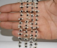 3mm White Pearl  Black Glass Beads Cluster Rosary Chain Jewelry Making