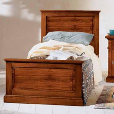 LETTO SINGOLO IN LEGNO MASSICCIO, NOCE ARTE POVERA 