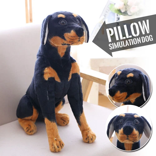 Simulation Doberman Pinscher Dog Plush Toy Gift Realistic Stuffed Animal Kids