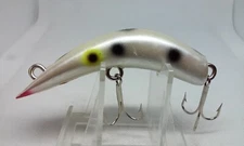 Vtg Herter's LAZY IVER/Lazy Ike Pearl Black Dots 3 1/4" Crankbait Fishing Lure