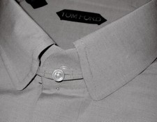  770 NEW TOM FORD DRESS SHIRT EU 42 16.5 MENS BEIGE PLAIN WEAVE CLUB TAB COLLAR