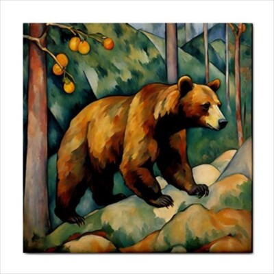 Brown Bear Forest Ceramic Tile Wall Art Decorative Backsplash Home Décor 4.25 In