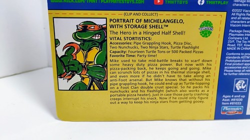 2022 PLAYMATES TMNT TEENAGE MUTANT NINJA TURTLES STORAGE SHELL MICHELANGELO NOC - Picture 5 of 6
