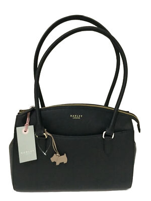 RADLEY Sandham große schwarze Schultertasche aus Saffianoleder   neu mit Etikett