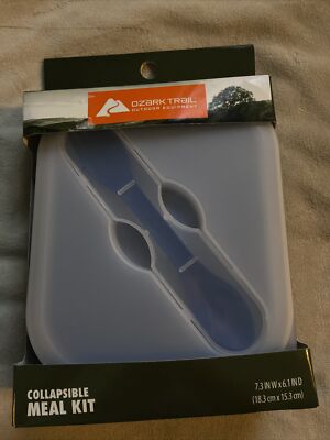 Brand new Kit 3pc Meal Prep Containers Silicone Collapsible & Spork Utensil Blue