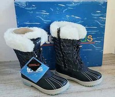 NEW TOTES Girls SHIRLEY Blue Thermolite Warm Lined Lace Up Snow Boots, Size 1