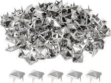 100 Pcs Pyramid Rivets for Clothing, 8Mm 4-Jaw Square Rivets, Silver Metal Pyram