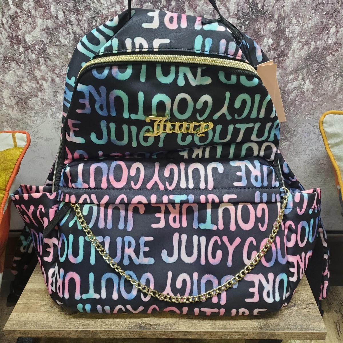 Juicy Couture リュック・バックパック Juicy Couture Large Black Logo Faux Leather Backpack | eBay
