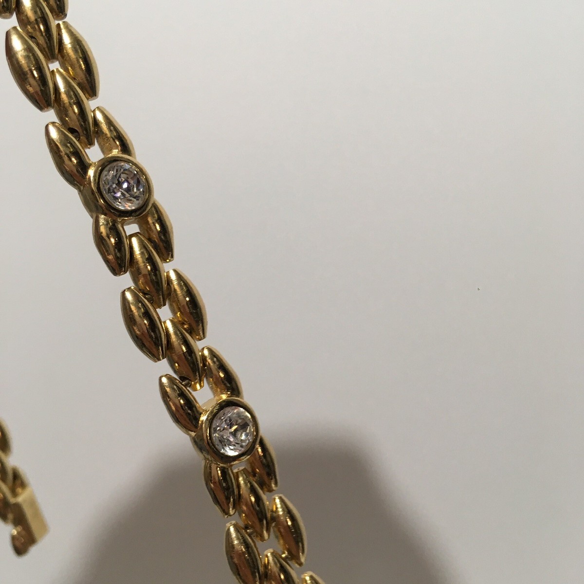 Christian Dior VINTAGE Zirconia Rhinestone Gold Tone Chain