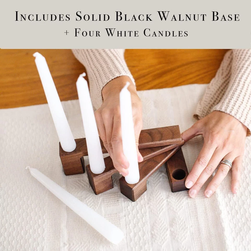 Candelabro de nogal negro (incluye 4 velas), manto marrón  Foto 3 de 4