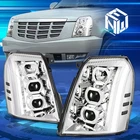 For 07-14 Escalade ESV EXT LED DRL Chrome/Clear Headlights Assembly Replacement