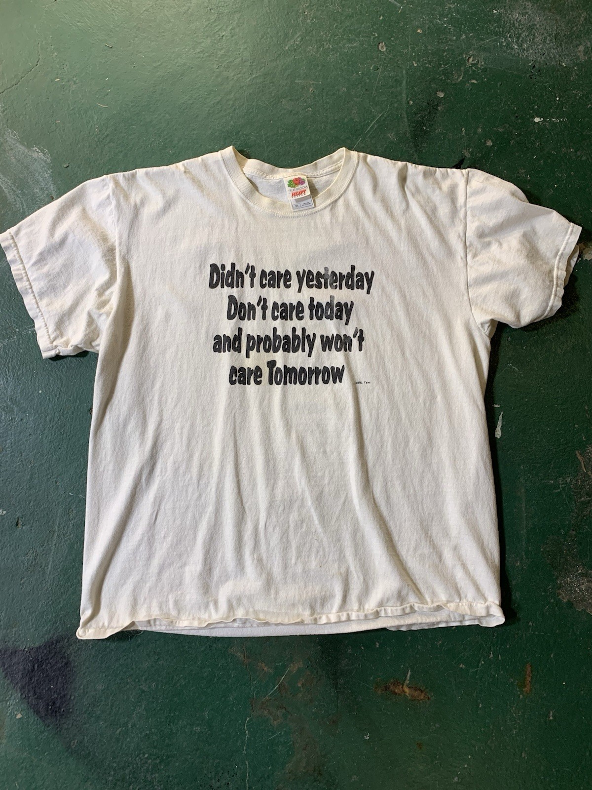 Vintage 90s Funny Graphic Tee Heavy Cotton Men’s White Printed Crew T-Shirt XL