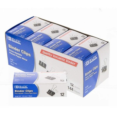 BAZIC Small 3/4 (19mm) Black Binder Clip (12/Box)