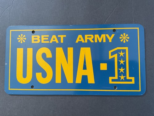 “USNA-1” Beat Army. US Navy. Heavy Metal License Plate, Wall Plaque. 1990.