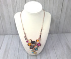 Bohemiam Style Rose Gold Multi-Stone Statement Necklace Pink Teal Orange 18"