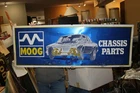 Large 49" Vintage c.1970 Moog Chassis Parts Chevrolet Ford Gas Oil Metal Sign