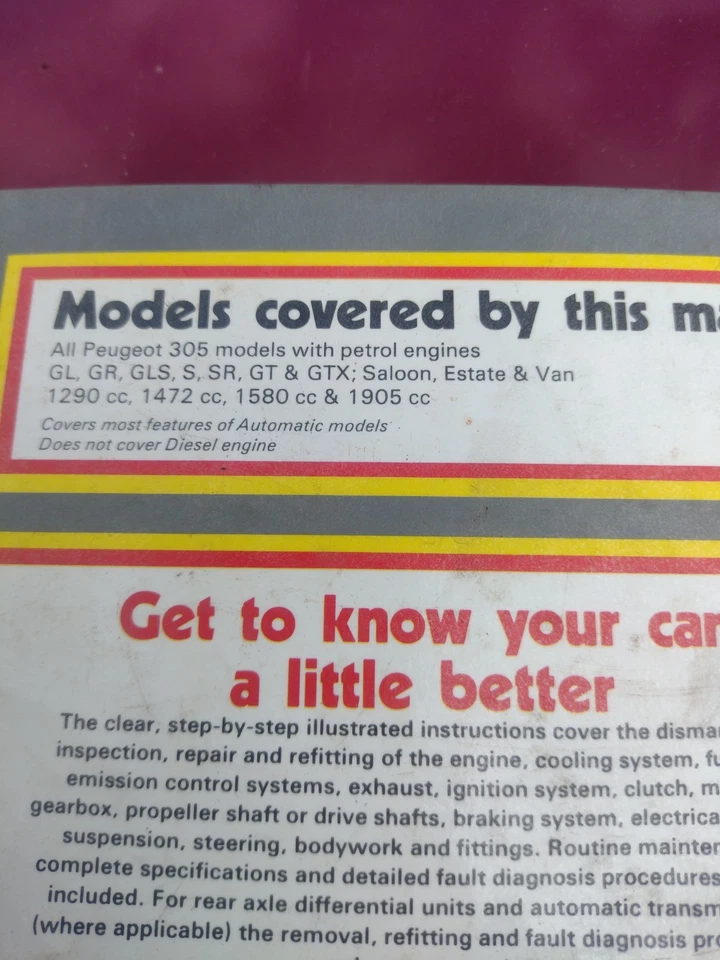Peugeot 305 (Petrol) All Models 1978 to 1984 Haynes Manual - Image 3 of 4