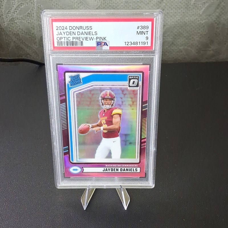 Panini Donruss Jayden Daniels #389 Optic Preview Pink Prizm RC PSA 9