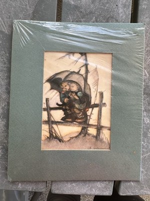 Hummel 1980s Ars Edition Boy And Girl Under Umbrella Framed Print