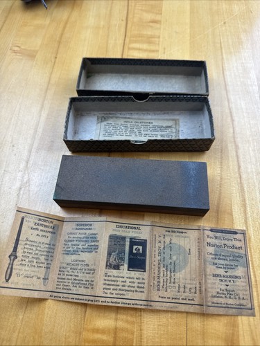 Vintage Norton Hard Arkansas Oilstone 6” x 2” Original Box Made in USA