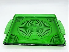 New Vintage AVON- Emerald Accent Green Glass Serving Tray 11 1/2" x 7 3/4"