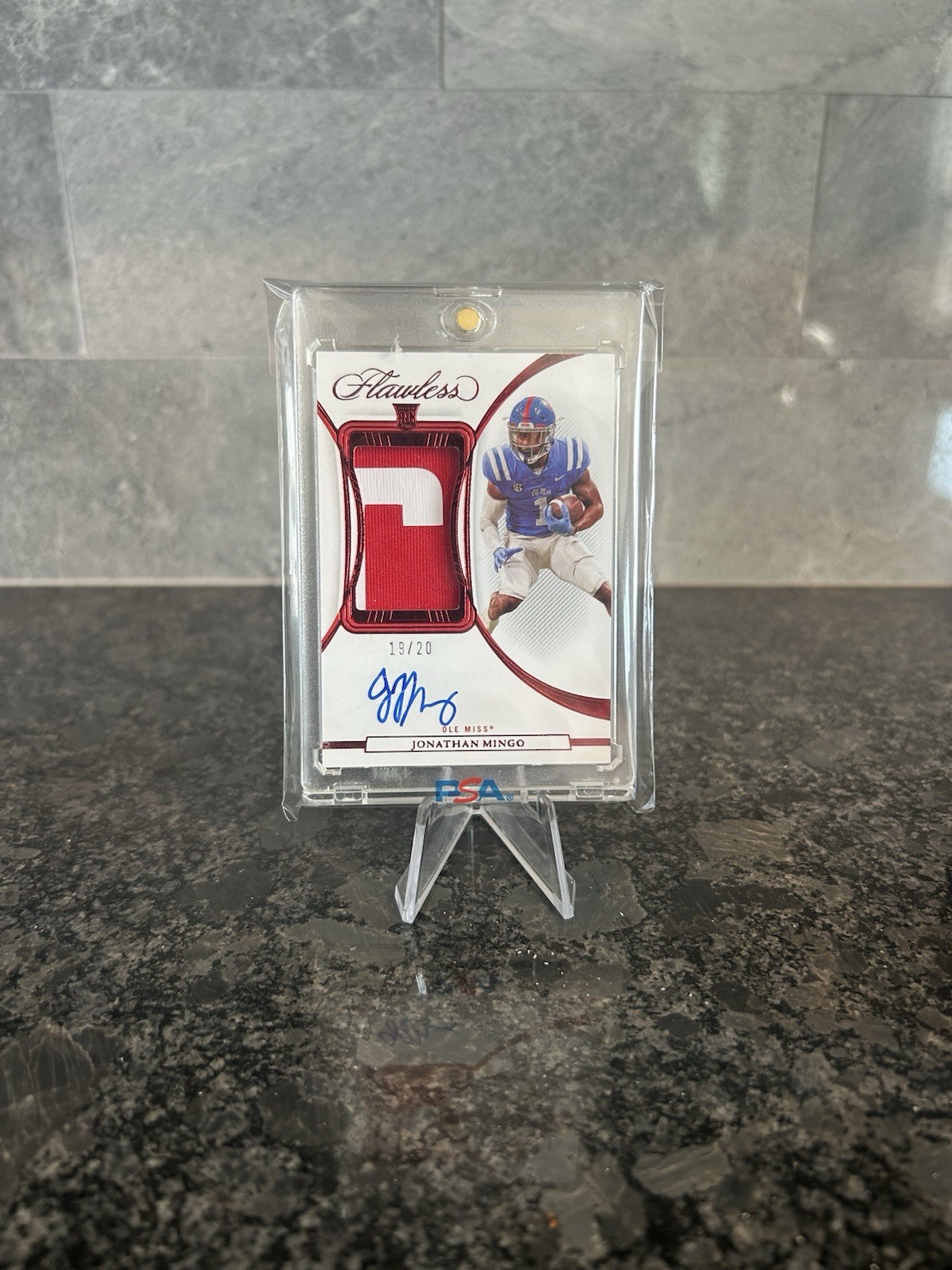 Jonathan Mingo Panini Flawless Collegiate Patch Autographs #PAJM Ruby