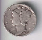 1942-S MERCURY DIME 10¢ SAN FRANCISCO 90% SILVER COIN UNITED STATES MINT