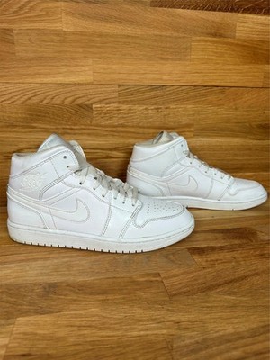 Nike Air Jordan 1 Mid Herren Weiß Leder High Top Sneaker UK 8 EUR 42,5