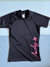 NWT Hurley Girl's Shirt Rash Guard Tops Black Pink Sz M Medium New USA Made