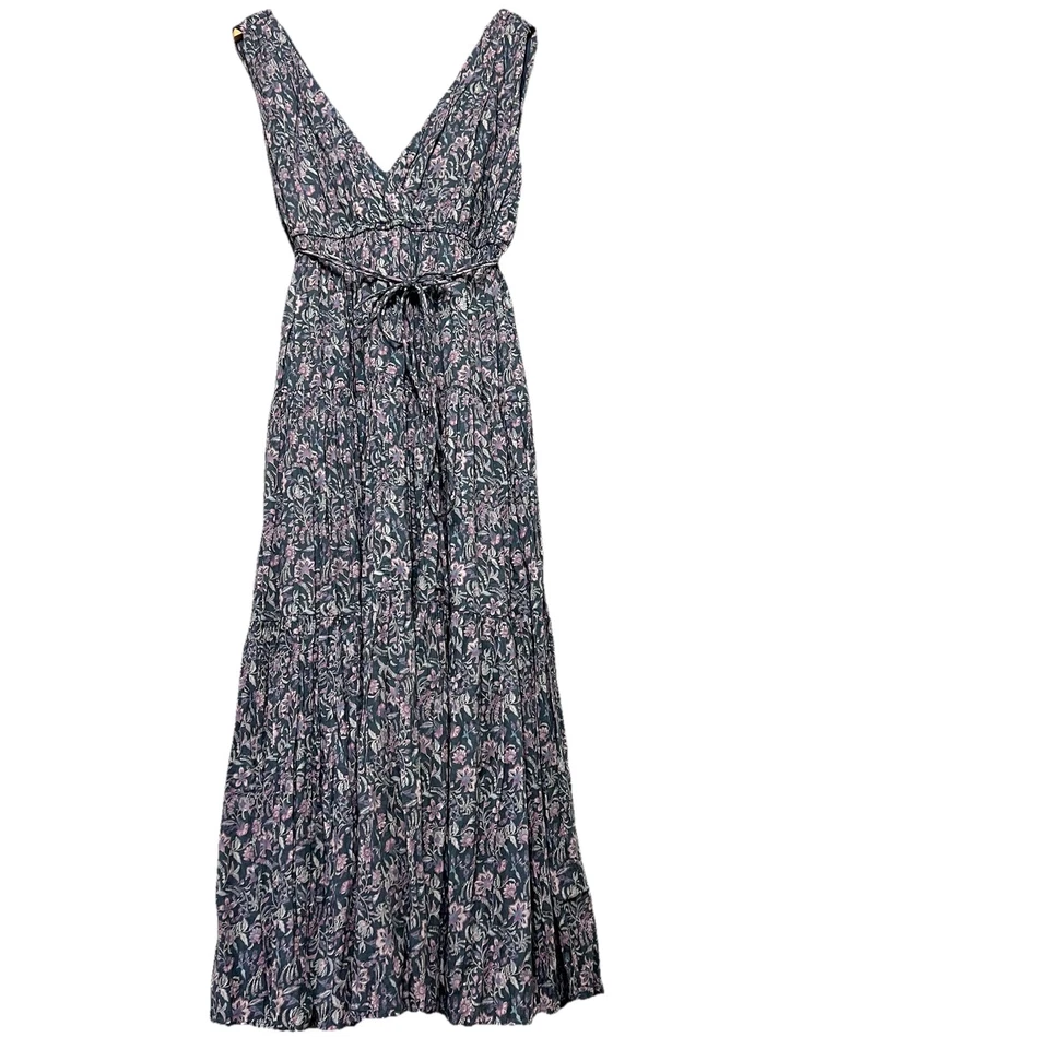 Maxi Vestido Lucky Brand Beachy Breezy Talla XL V Cuello Oscuro Floral Boho Chic Resort Foto 2 de 4