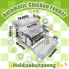 1* Galvanized 20lb Steel Poultry Feeders Automatic Chicken Feeder Weatherproof