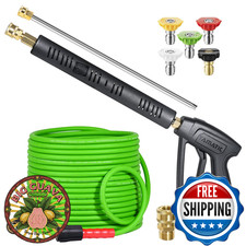 YAMATIC Pressure Washer Gun Hose 50ft Flexible Stainless Steel Extension Power W