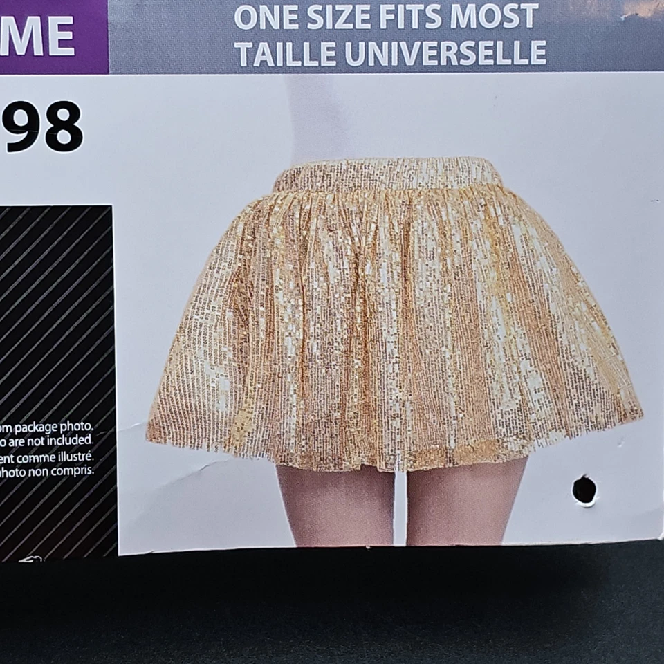 Tutú de Lentejuelas Doradas Disfraz Unisex Adulto Disfraz Disfraz Disfraz Conjunto, Talla Única, Nuevo con Etiquetas Foto 2 de 4