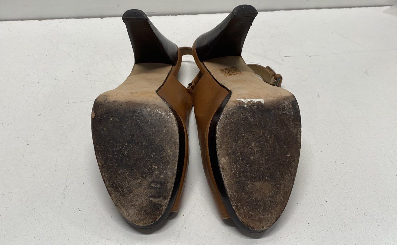 Stuart Weitzman Brown Solid Peep Toe Slingback Hi… - image 7