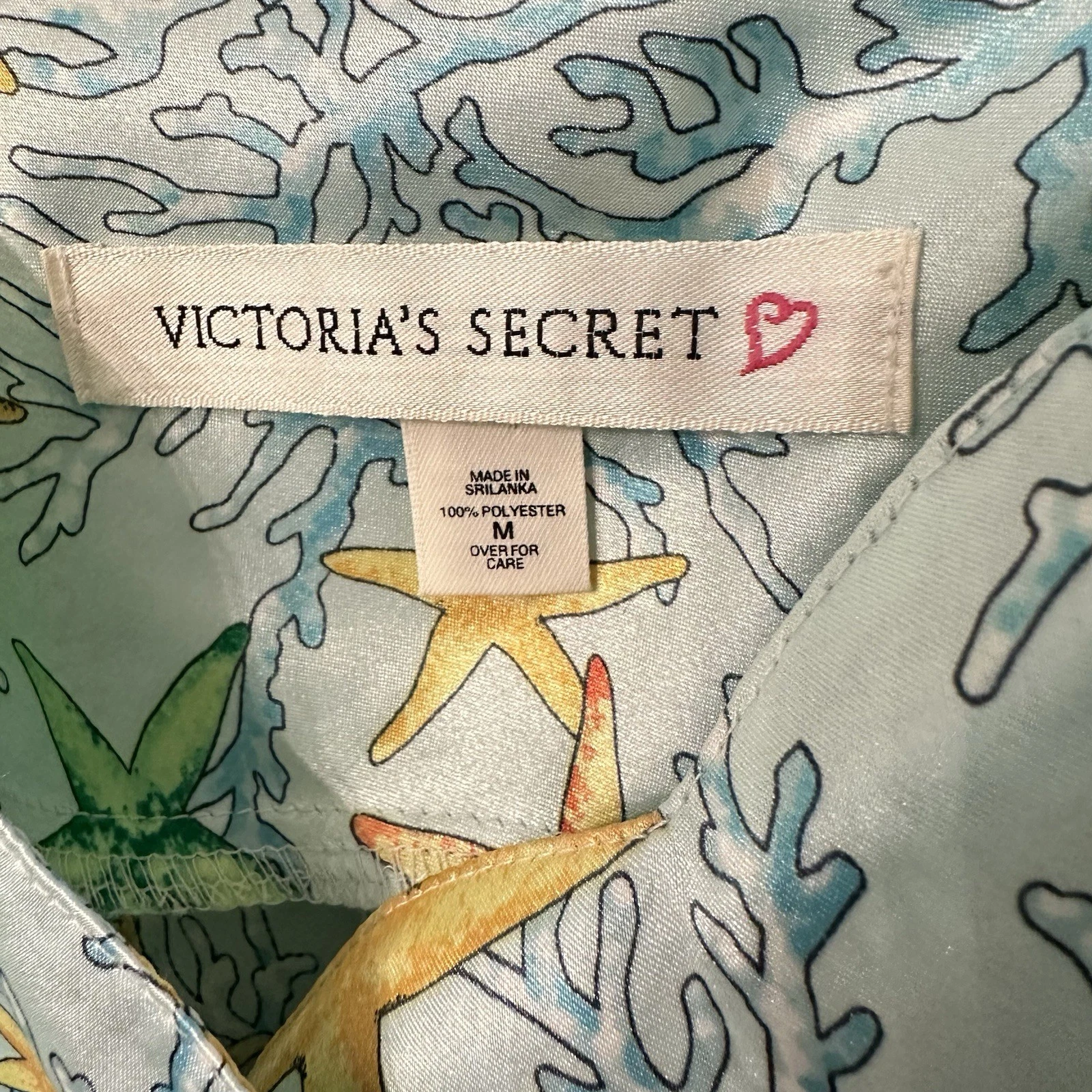 UNDERCOVER Abito Victoria's Secret Y2K blu stella marina stampa corallo slip trasparente setoso medio