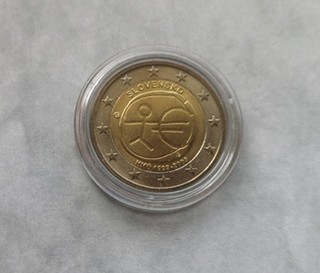 2 Euro Slowakei 2009 10 Jahre WWU unz. In Münzkapsel